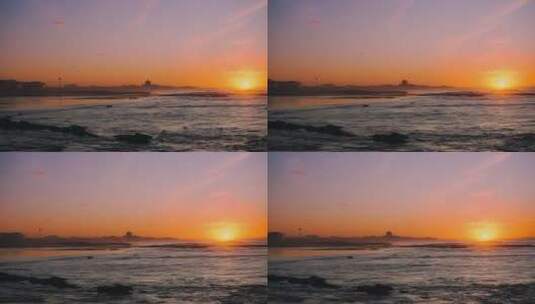 摩洛哥卡萨布兰卡海边日落1高清在线视频素材下载