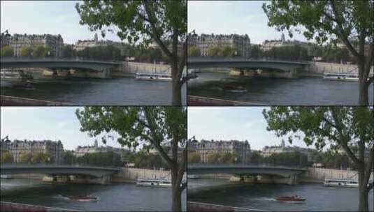 船只在巴黎塞纳河行驶高清在线视频素材下载