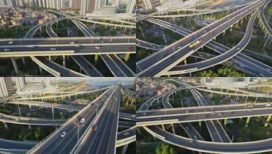 无人机航拍城市立交桥合集高清在线视频素材下载