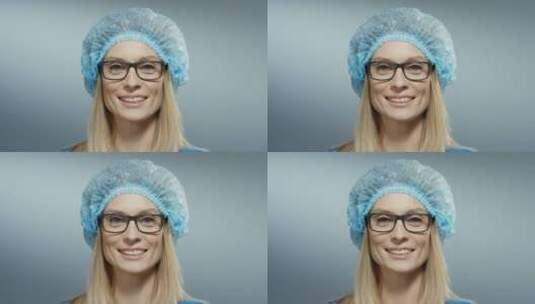 戴着眼镜微笑的女医生肖像高清在线视频素材下载