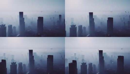 上海天际线平流雾航拍高清在线视频素材下载