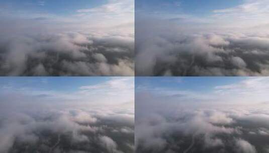 航拍云海上俯瞰湖北恩施清江自然风光高清在线视频素材下载
