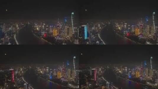 航拍夜幕下的上海陆家嘴夜景风光高清在线视频素材下载