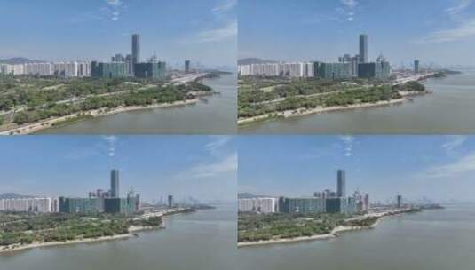 深圳南山区深圳湾公园航拍高清在线视频素材下载