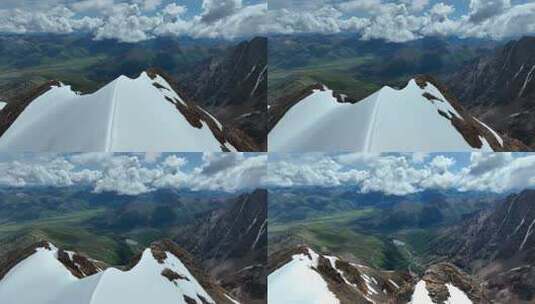 航拍攀登沙鲁里山脉尼登贡嘎雪山的登山者高清在线视频素材下载