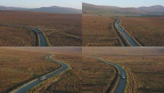 航拍新疆沙漠公路高清在线视频素材下载