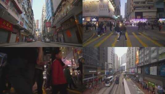 中国香港街头人群散步 视频合集高清在线视频素材下载