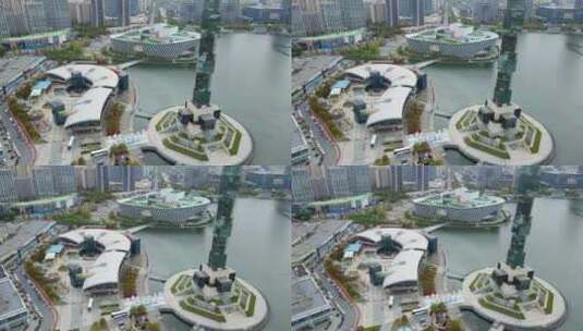 4k 航拍江苏盐城城市天际线大画幅高清在线视频素材下载