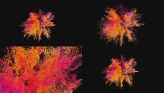 色彩粉尘爆炸多镜头4k高清在线视频素材下载
