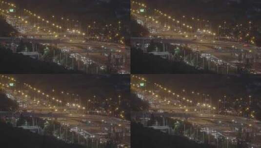 俯拍夜景城市车流 城市夜景车流高清在线视频素材下载