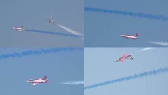 4K稳定：航展空军红鹰飞行表演队教练8飞机高清在线视频素材下载