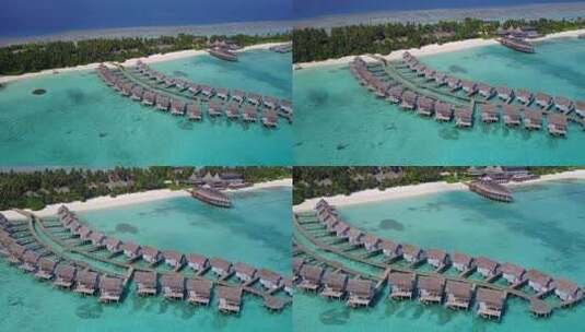 航拍海滩上的度假村高清在线视频素材下载