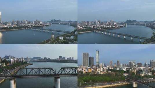 4K航拍柳州铁桥大桥高清在线视频素材下载