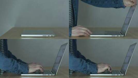 男人打开笔记本电脑并浏览互联网高清在线视频素材下载
