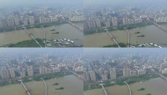 航拍福建漳州九龙江城市建设风光高清在线视频素材下载