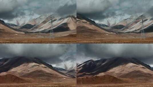 西藏旅游风光云雾笼罩冈底斯山脉近景高清在线视频素材下载