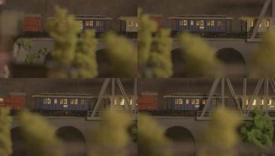 铁路模型在桥上移动。高清在线视频素材下载