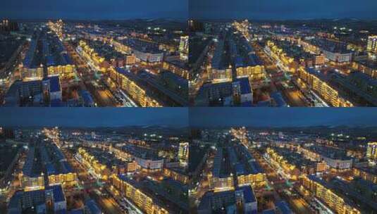 原创 呼伦贝尔满洲里城市建筑夜景风光航拍高清在线视频素材下载