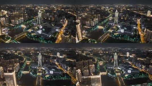 杭州西湖文化广场夜景延时高清在线视频素材下载