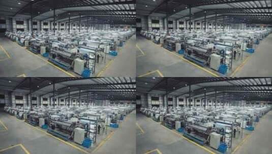 大型纺织工厂运转的织布机设备高清在线视频素材下载