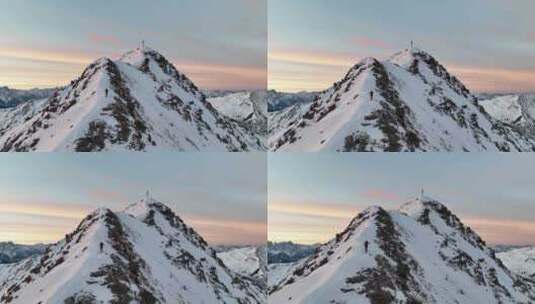 登山者攀登雪山高清在线视频素材下载