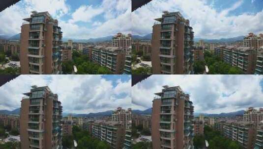 高楼小区蓝天白云延时摄影4k30帧高清在线视频素材下载