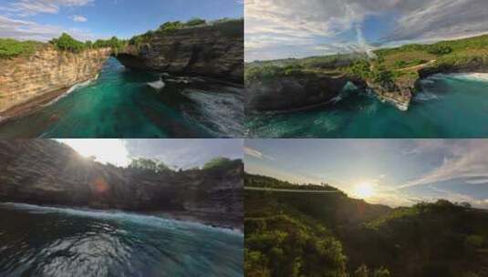 FPV无人机航拍巴厘岛海浪海岛海岸森林蓝天高清在线视频素材下载