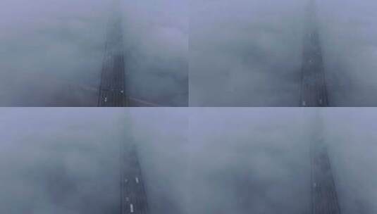 梦幻气氛云上的公路桥高清在线视频素材下载