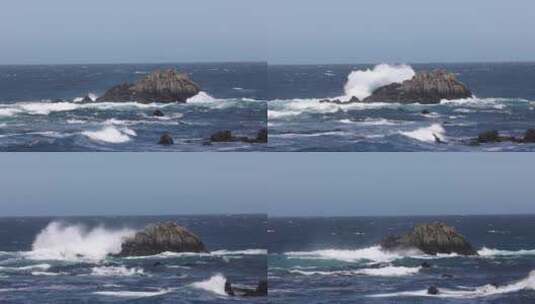 海浪拍打礁石升格浪花岩石海岸涨潮退潮高清在线视频素材下载