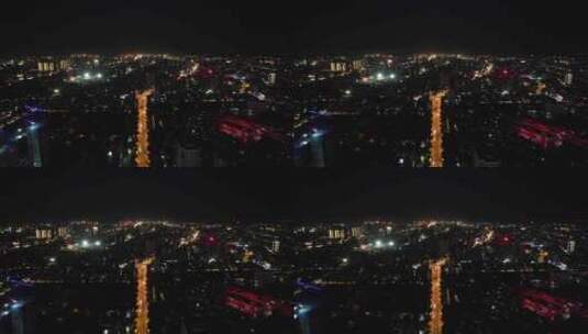 河北保定城市夜景灯光航拍高清在线视频素材下载