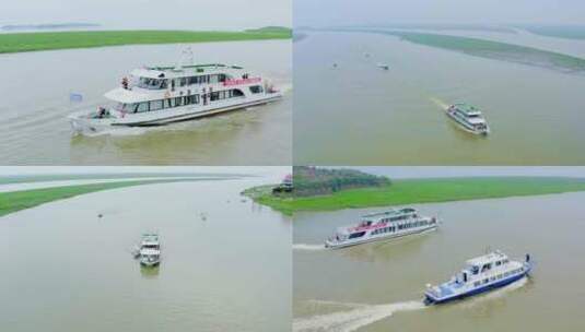 鄱阳湖执法船巡逻高清在线视频素材下载