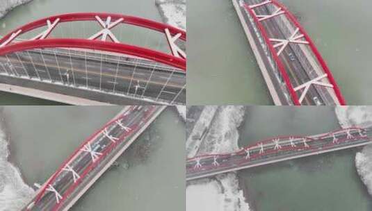 兰州中山桥雪景高清在线视频素材下载