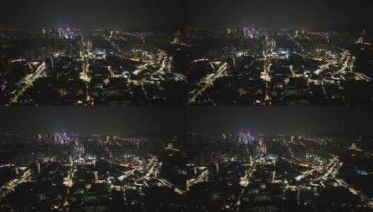 江苏南京城市夜景灯光秦淮河夜景航拍高清在线视频素材下载