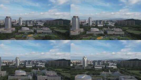 浙江台州市民文化广场航拍高清在线视频素材下载