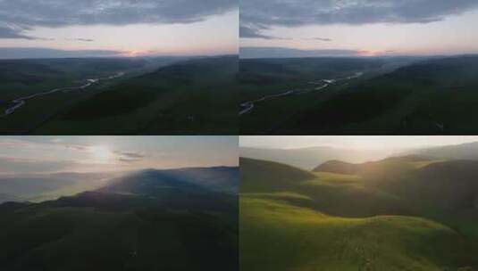 内蒙古的山脉 云海 大草原高清在线视频素材下载