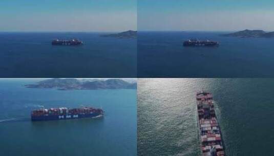 青岛海上货轮集装箱航拍高清在线视频素材下载