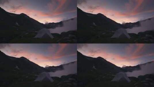 高山景观，帐篷，瑞士，徒步旅行高清在线视频素材下载