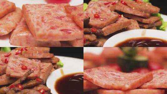 午餐肉调制午餐肉炒制午餐肉高清在线视频素材下载