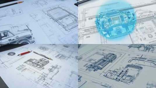 汽车设计概念图纸高清在线视频素材下载