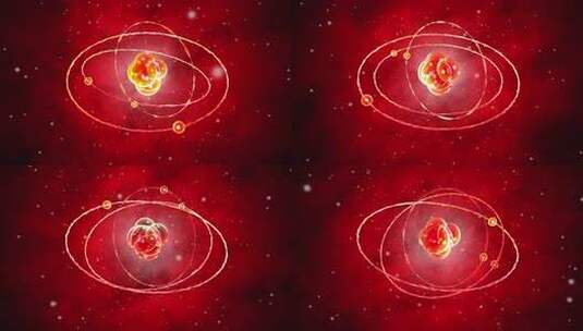 带有轨道粒子的原子核动画高清在线视频素材下载