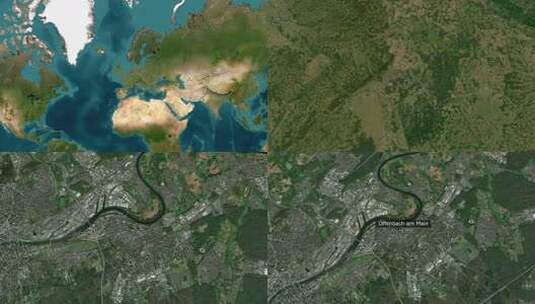 奥芬巴赫上午主城地图缩放德国高清在线视频素材下载