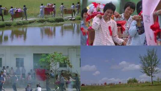 改革开放农村婚礼娶亲四大件传统仪式高清在线视频素材下载