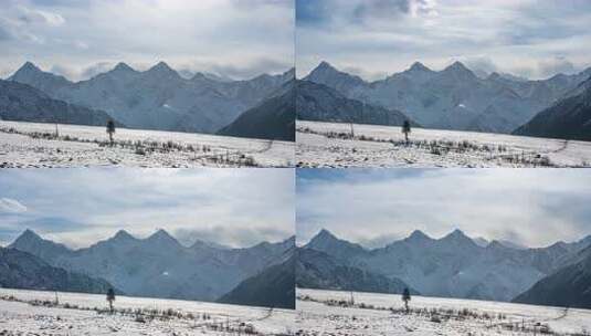 航拍新疆天山山脉雪山高清在线视频素材下载