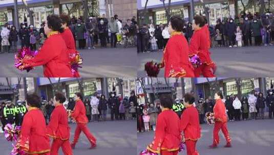 户外街头的民俗表演活动高清在线视频素材下载