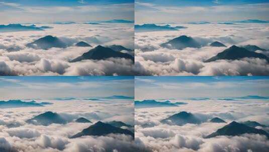 高空俯瞰云海与山脉景观高清在线视频素材下载