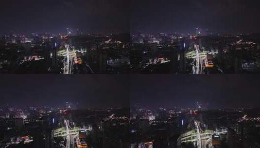 航拍广西南宁青竹立交城市交通道路夜景车流高清在线视频素材下载