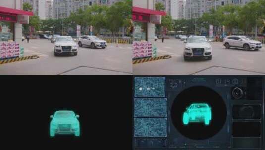 AE车辆扫描信息检索科技感HUD，实拍+合成高清AE视频素材下载