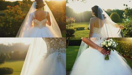 穿着婚纱的新娘背影(2)高清在线视频素材下载