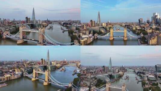 英国伦敦城市建筑泰晤士河高清在线视频素材下载