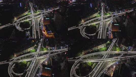 航拍广西南宁青竹立交城市交通道路夜景车流高清在线视频素材下载